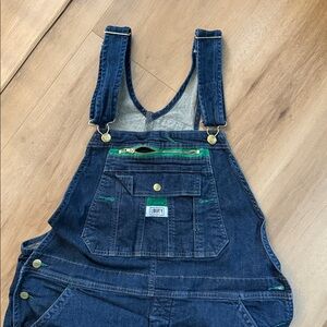 Liberty Dark Blue Denim Overalls with Green Details